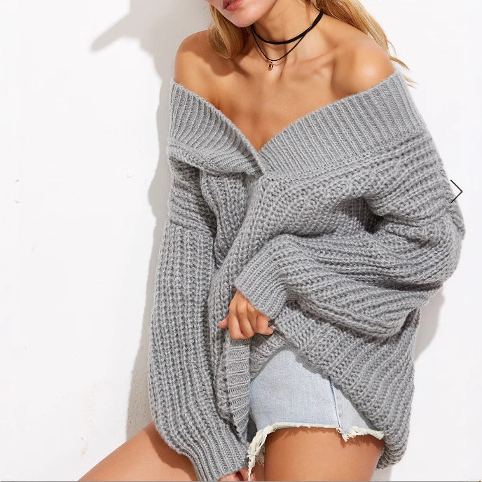 Chunky knit sweater for women with a décolleté design and oversized cut Lune Londonl