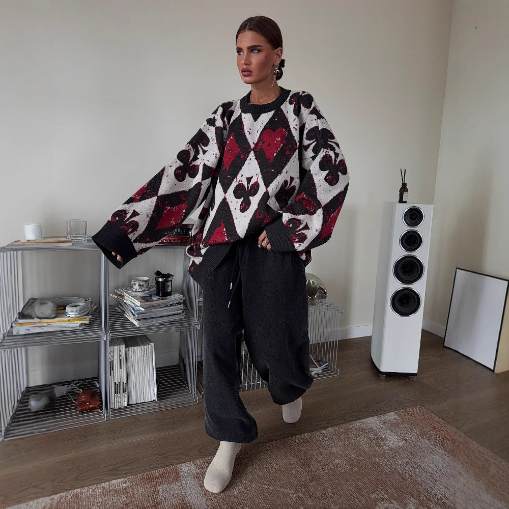 Oversized sweater for women with creative patterns and a wide fit Lune London