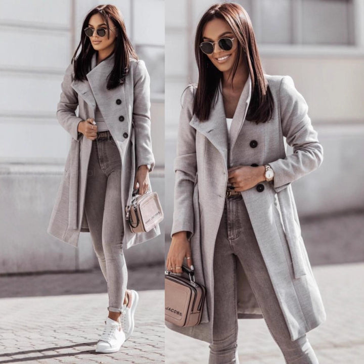 Women Elegant Transitional Blazer with Double Row of Buttons and Practical Pockets Lune London