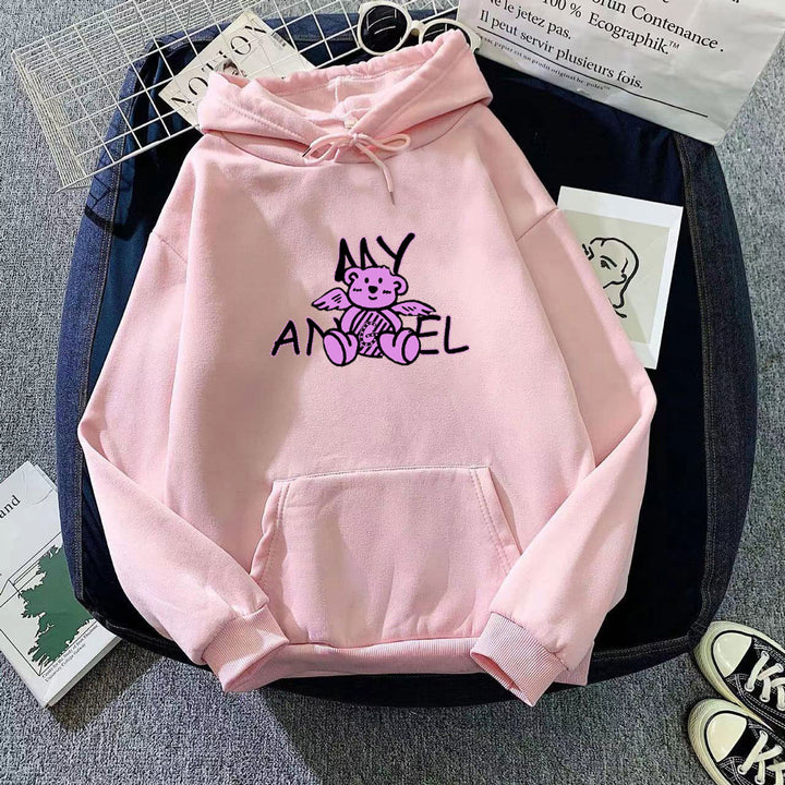 Women's hoodie with cute angel bear design Chic & Stil