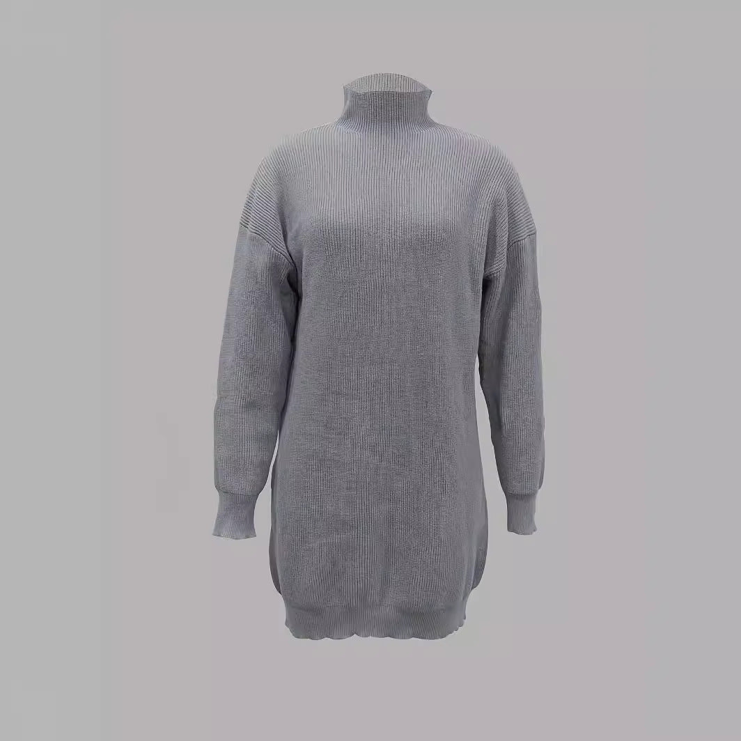 Knit dress with high collar and oversized fit for women Lune London
