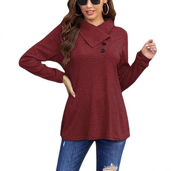 Woman Casual top with asymmetric collar and button detail Lune London