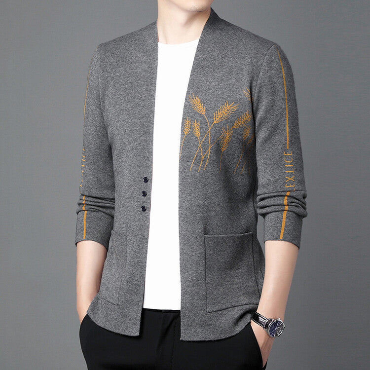 Trendy knitted jacket for men with fine embroidery Lune London