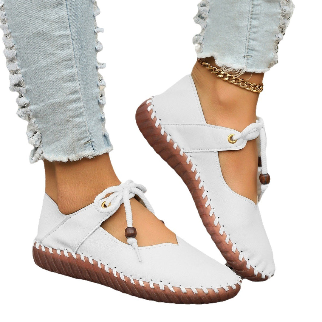 Elegant women's lace-up flat leather shoes Lune London