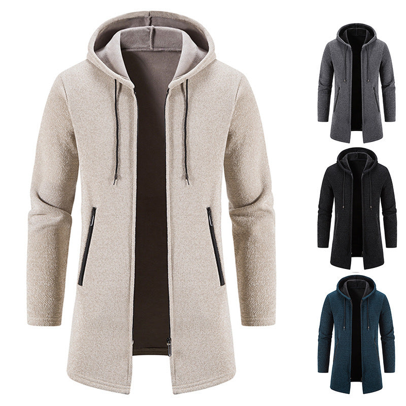 Practical and stylish fleece jacket for men with hood and zip pockets Lune London