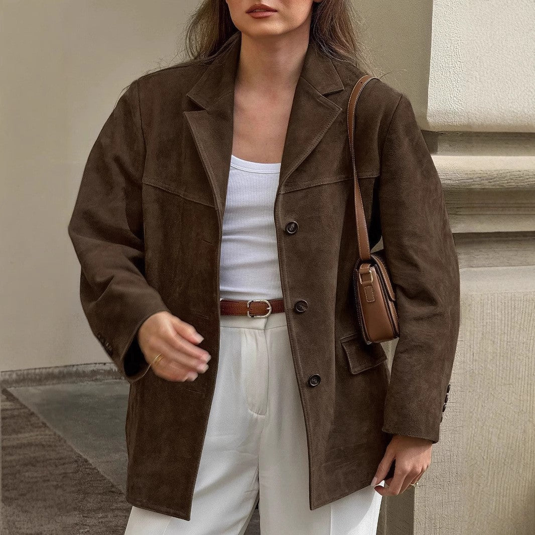 Modern suede blazer for ladies Lune London