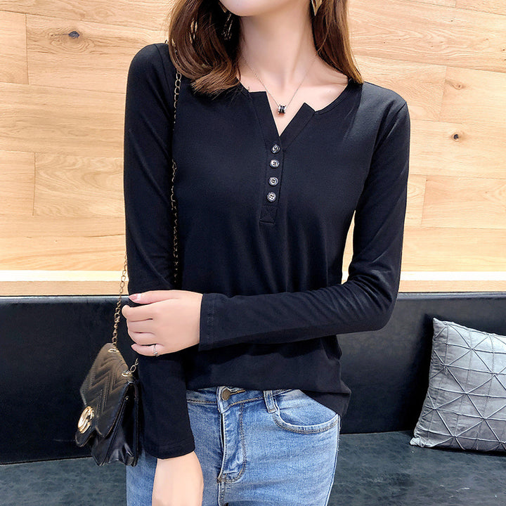Women's long sleeve shirt with button placket and Femme-Style Chic & Stil