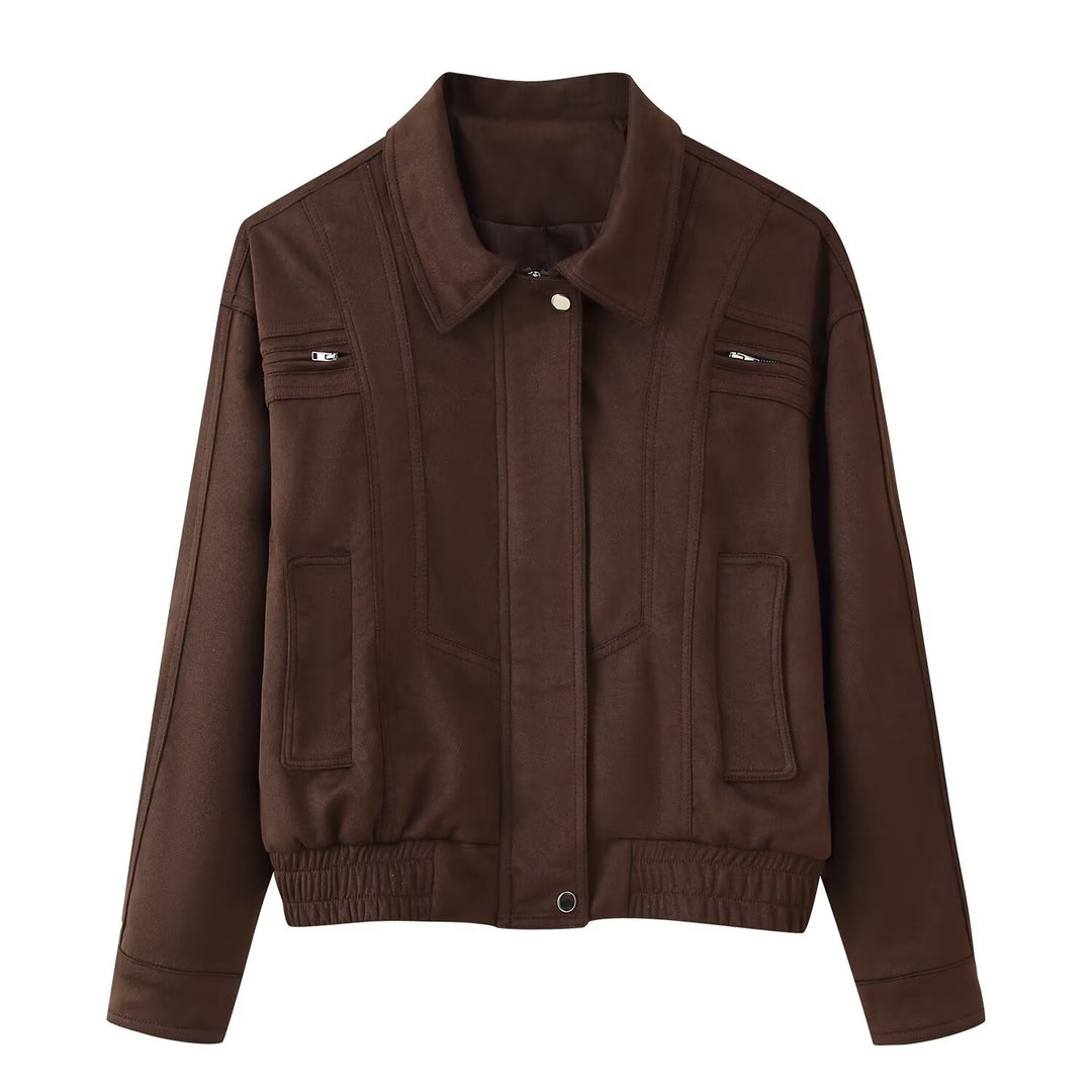 Elegant suede jacket for women with practical pockets Lune London