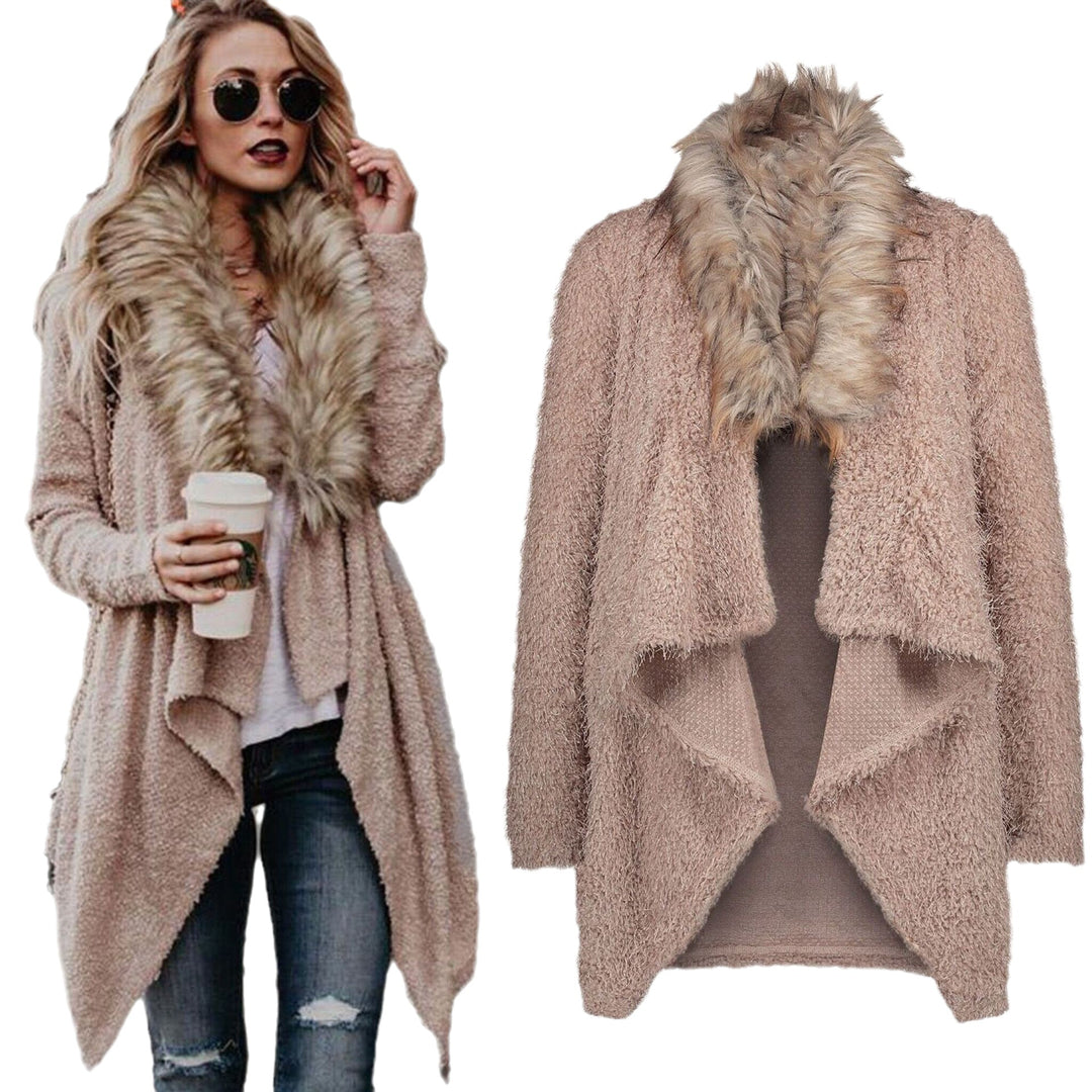 Ladies elegant winter coat with faux fur collar Lune London