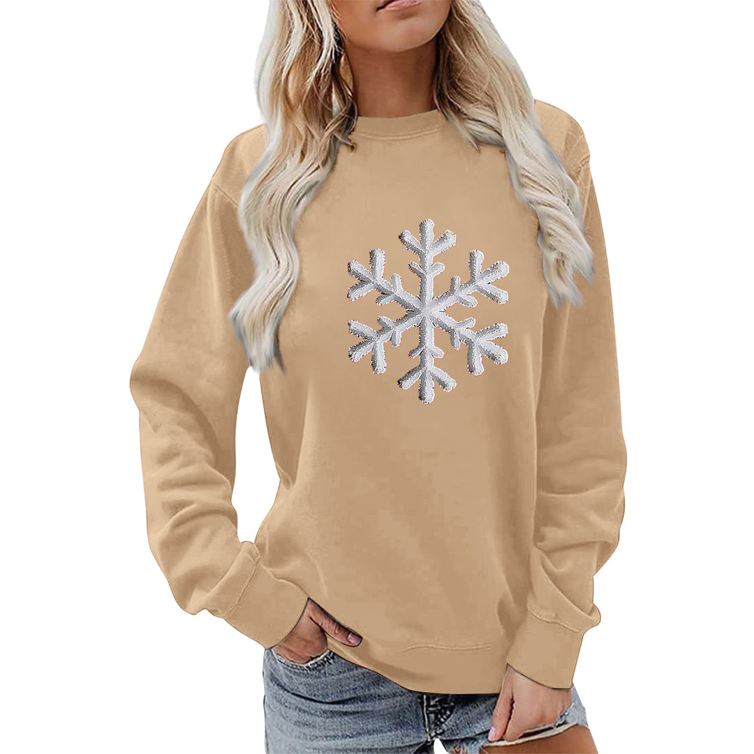 Sweat-shirt pour femmes avec design de flocon de neige brillant et coupe décontractée Chic & Stil