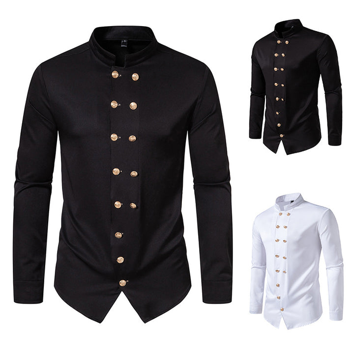 Elegant shirt for men with modern high collar and golden buttons Lune London
