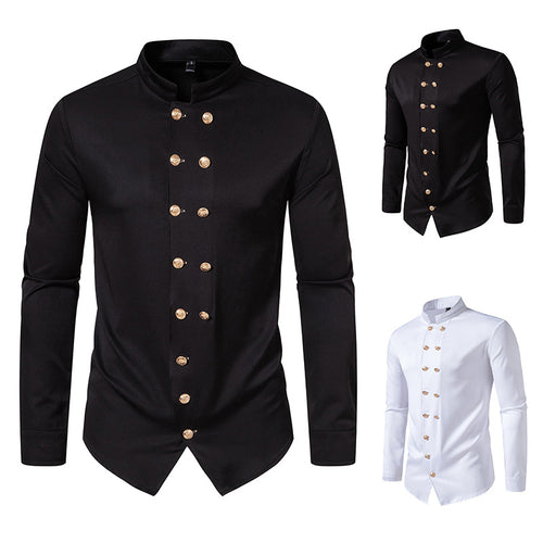 Elegant shirt for men with modern high collar and golden buttons Lune London