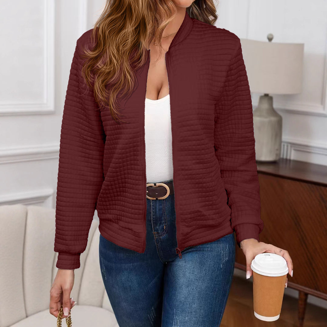 Quilted bomber jacket for women with round neck and elastic edges Lune London