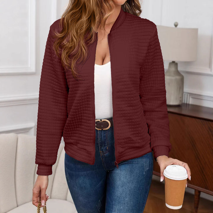 Quilted bomber jacket for women with round neck and elastic edges Lune London