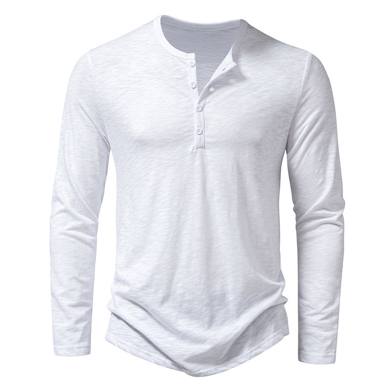 Men's long sleeve T-shirt with V-neck, no buttons and breathable fabric Lune London