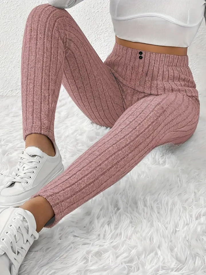 Leggings côtelés tricotés taille haute pour femmes Chic & Stil