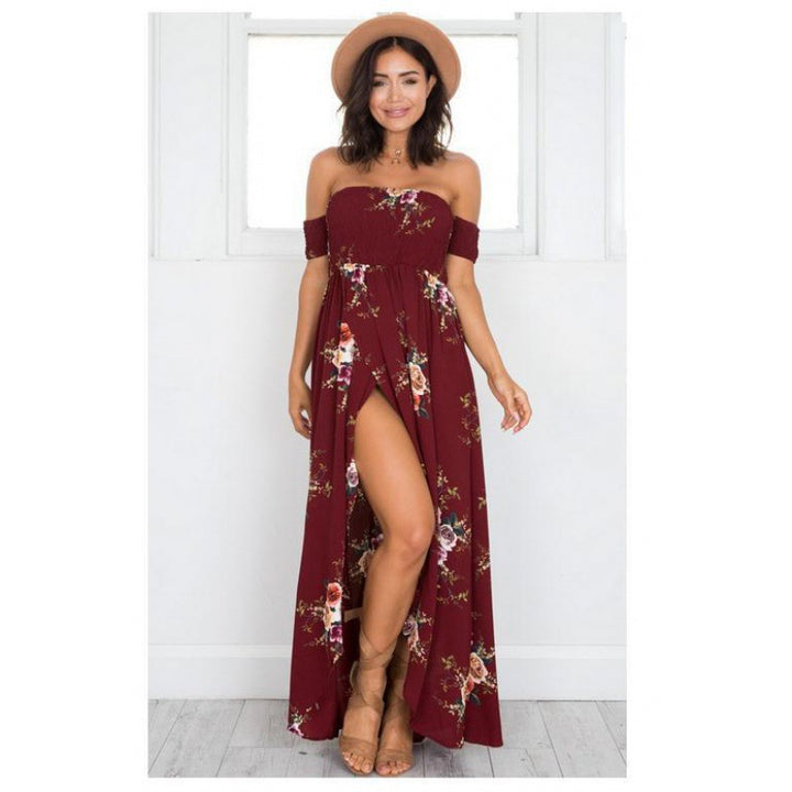 Robe maxi femme avec design décolleté et motifs floraux Chic & Stil