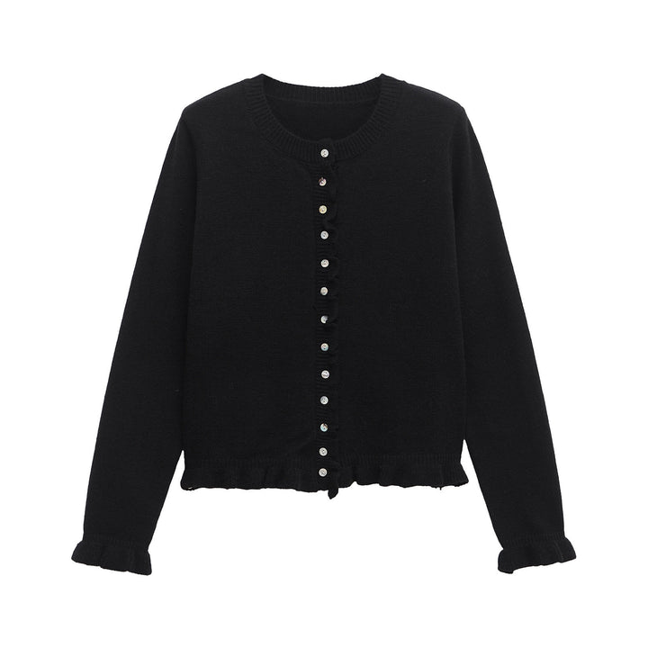 Knit jacket for women with flared details and decorative buttons Lune London