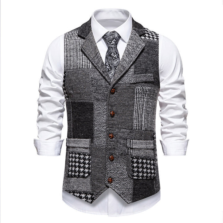 Men's suit vest with modern patchwork design and practical pockets Lune London