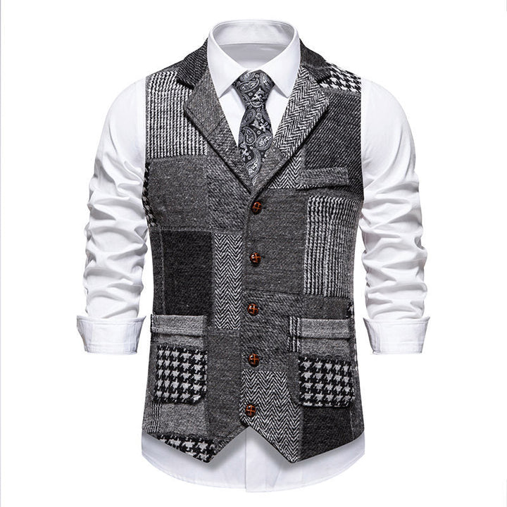Men's waistcoat in modern patchwork design with practical pockets Lune London