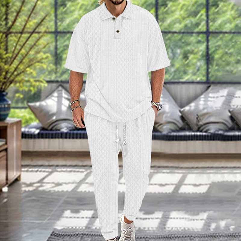 Relaxed-Fit Leisure Suit for Men with Contrasting Details and an Elastic Waist Lune London