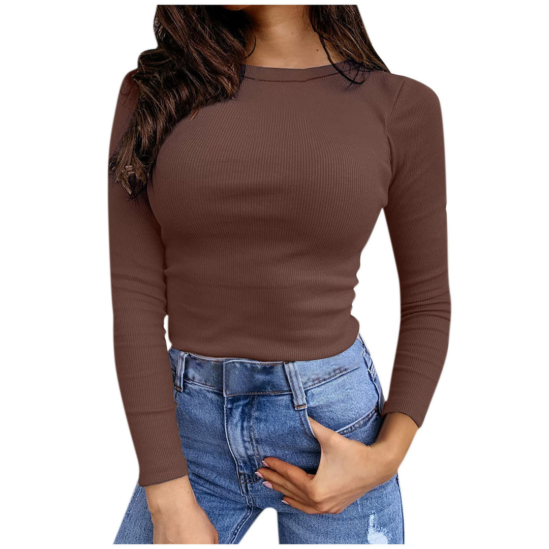 Haut à manches longues en ribbed pour femmes avec un élégant col rond Chic & Stil