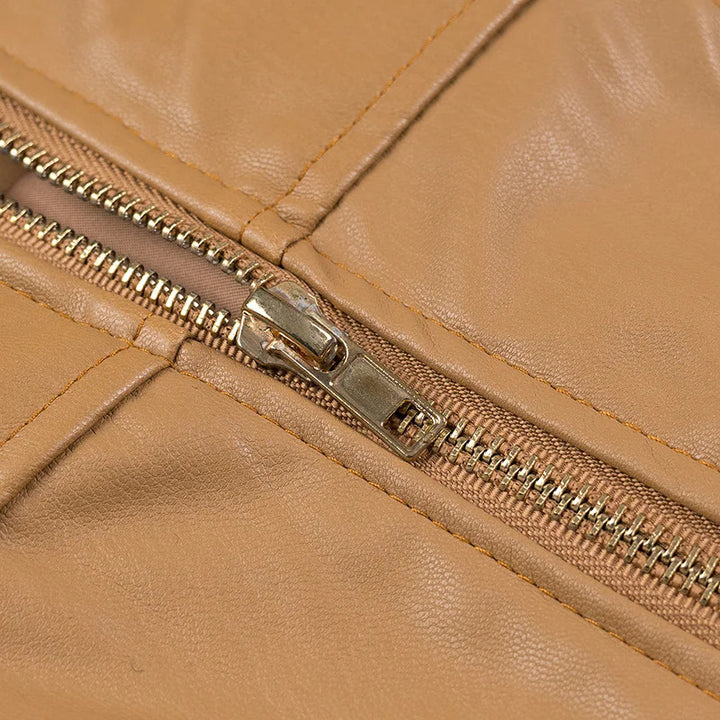 Faux leather jacket for women with textured surface and practical pockets Lune London