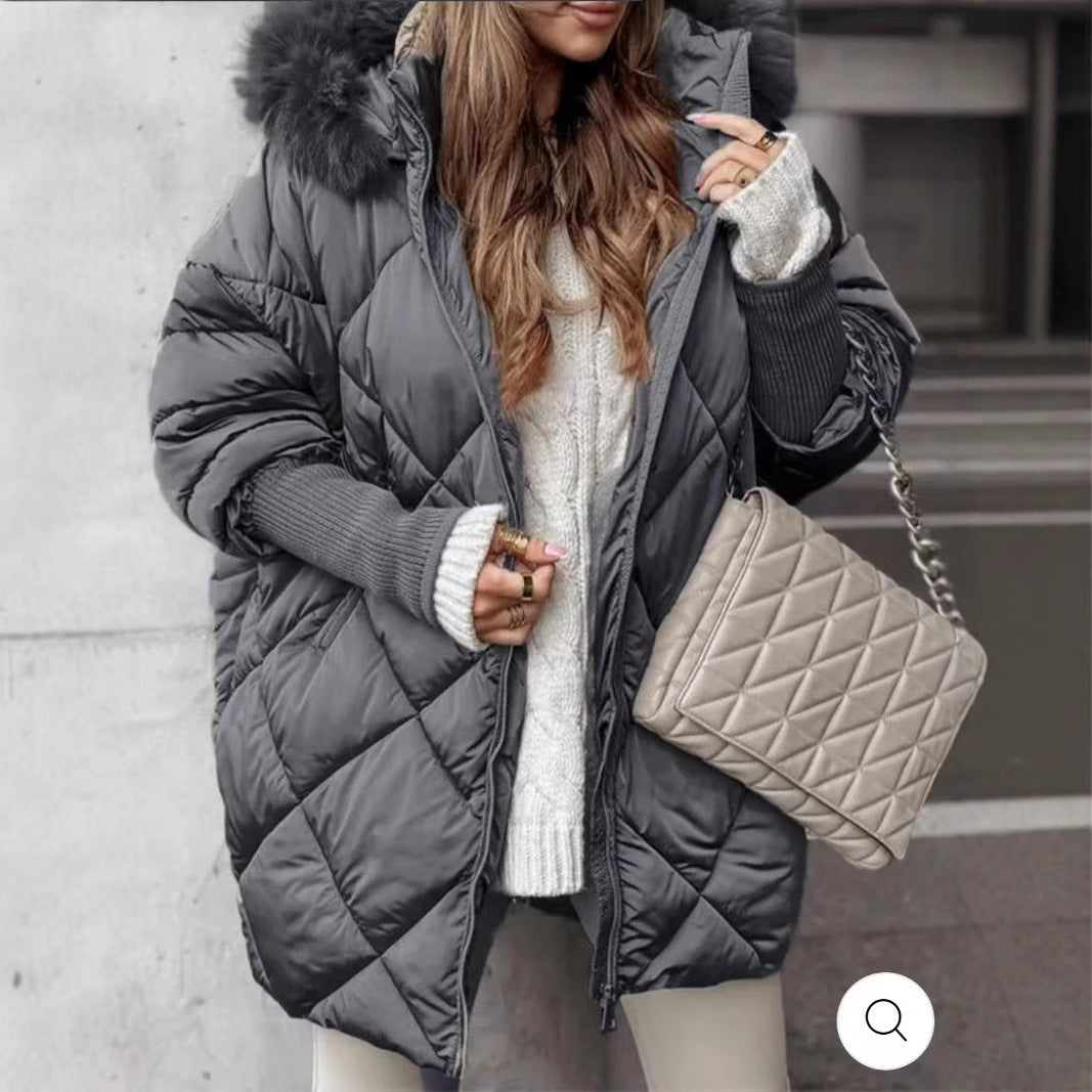 Women Quilted Winter Parka with Removable Hood Lune London