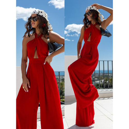 Ladies High Neck Cutout Jumpsuit Lune London