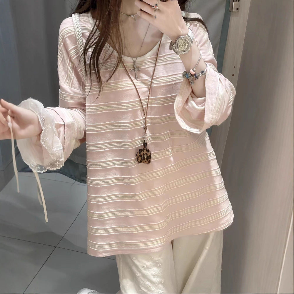 Women casual striped top with airy sleeves Chic & Stil