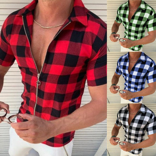 Men's Short Sleeve Shirt with Zipper Lune London