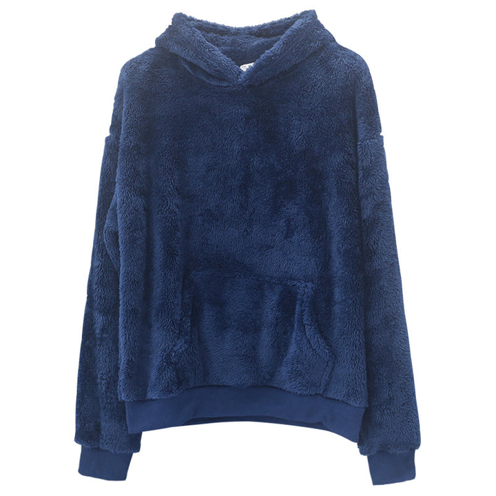 Ladies cozy fleece hoodie with high collar and kangaroo pocket Lune London