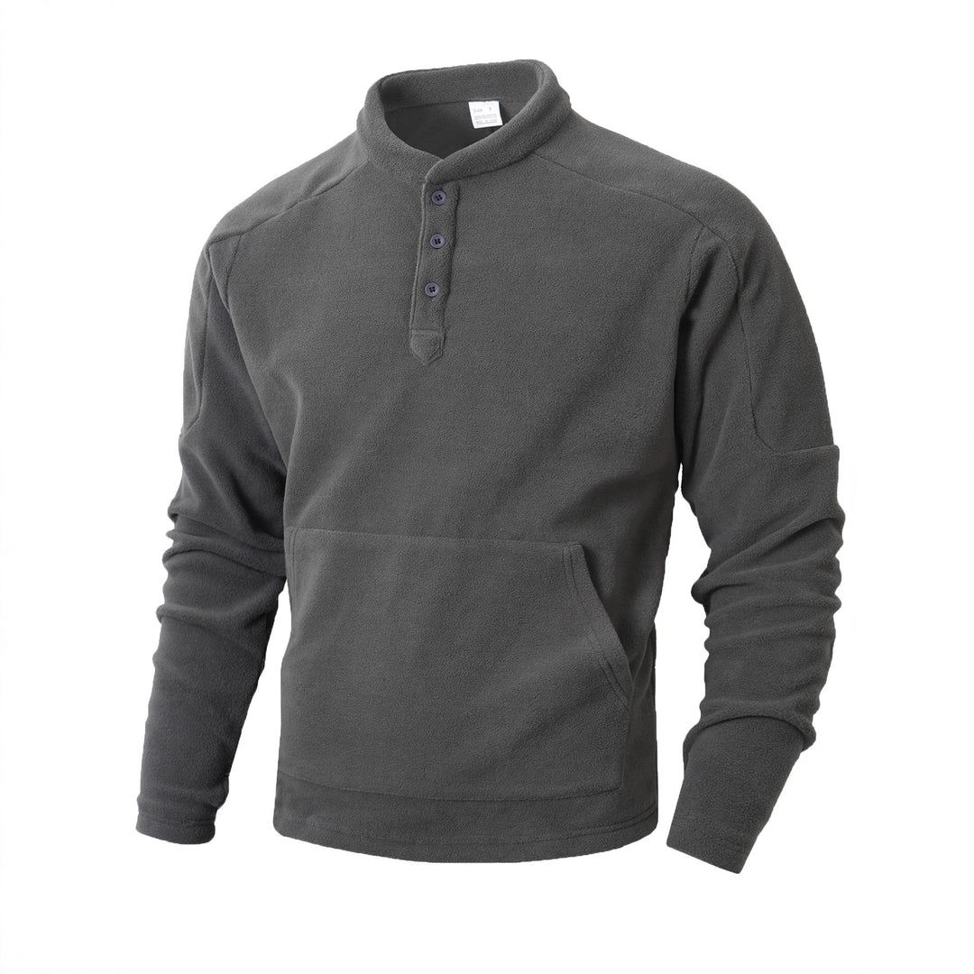 Cozy fleece sweater for men with button placket Lune London