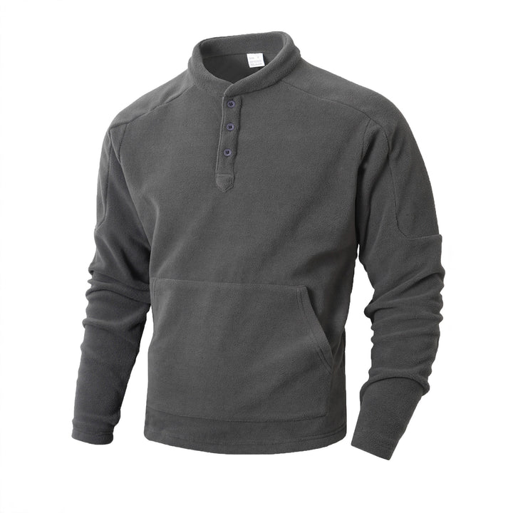 Cozy fleece sweater for men with button placket Lune London