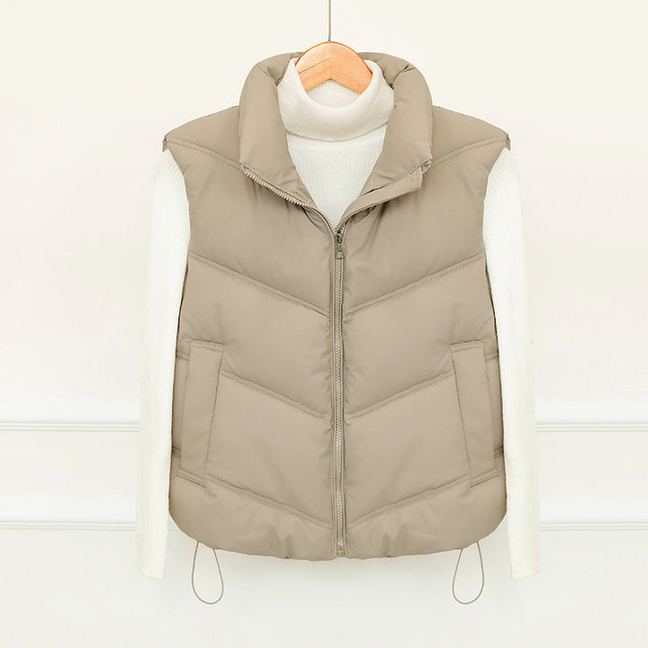 Ladies padded gilet with high collar and practical front pockets Lune London