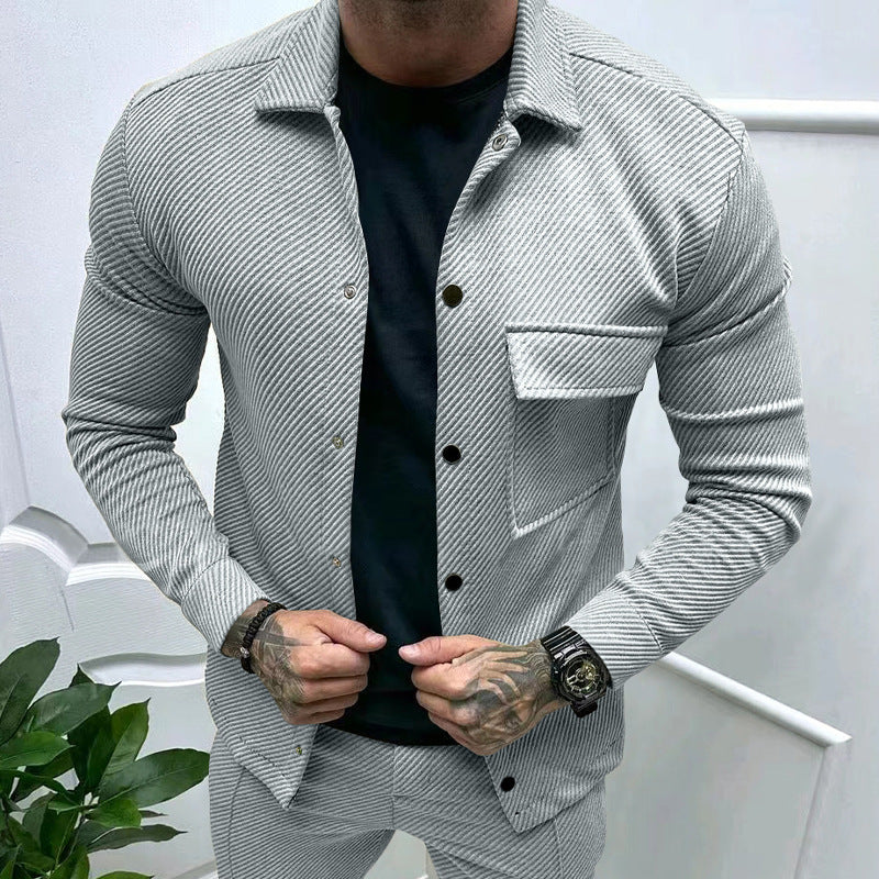 Men's elegant casual top with textured design and practical chest pocket Lune London