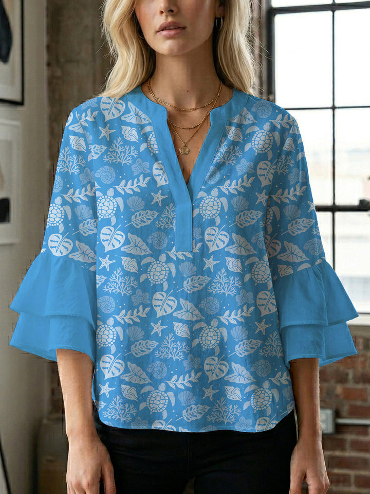Women's blouse with voluminous ruffled sleeves and modern design Lune London