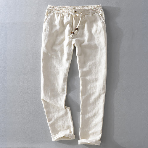 Casual linen pants for ladies with elastic waist and side pockets Lune London