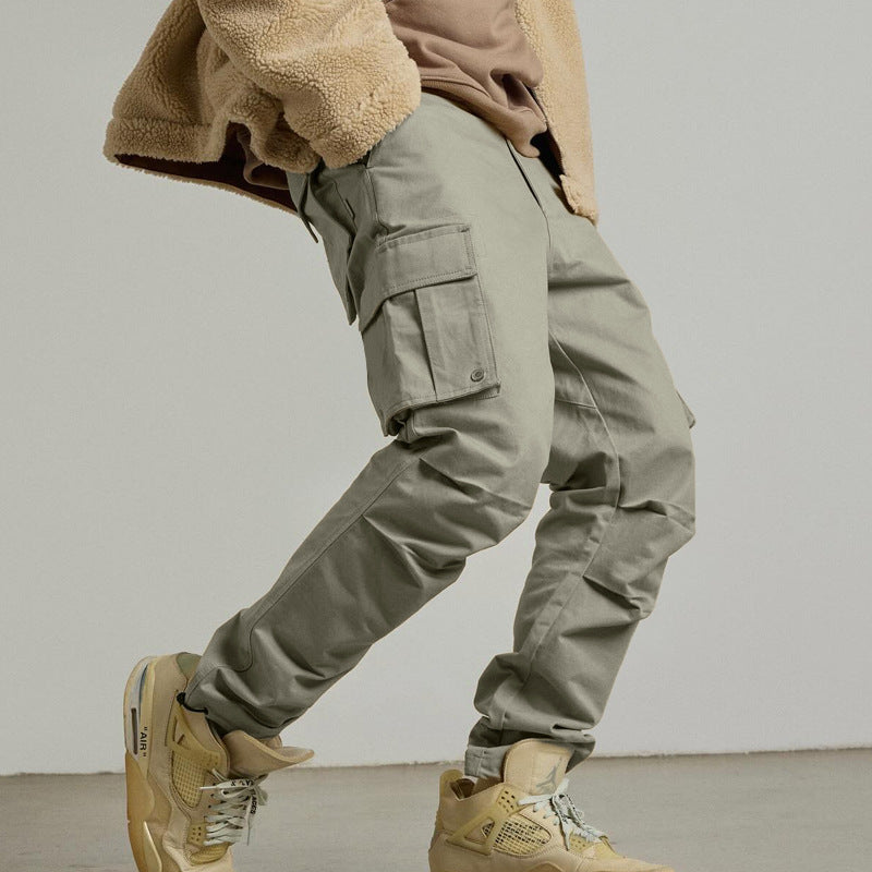 Functional cargo pants for men with elastic waistband and multiple pockets Lune London