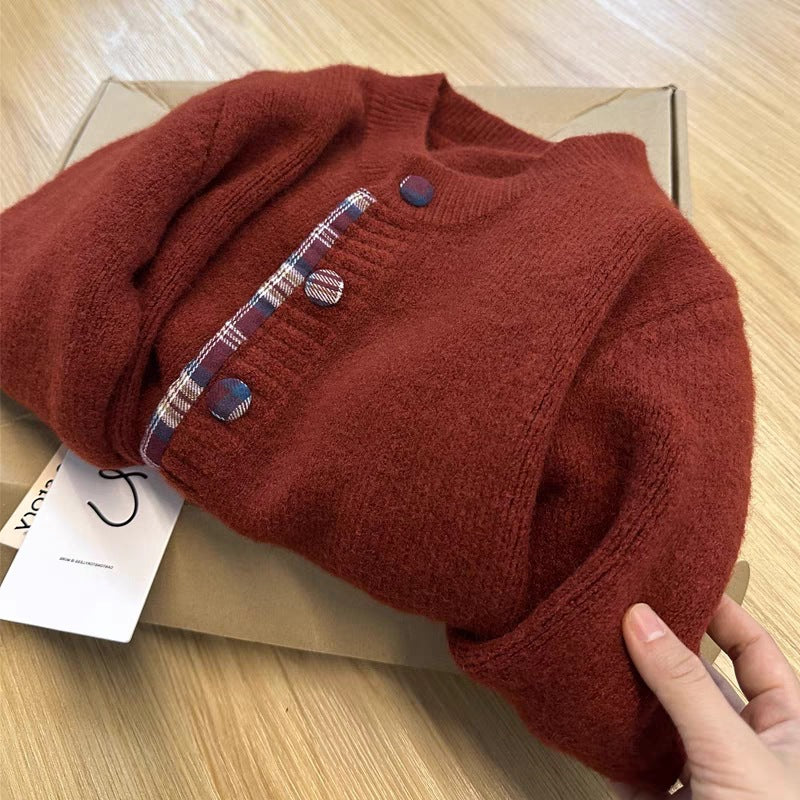 Cardigan femme avec motif à carreaux et détails de boutons élégants Chic & Stil