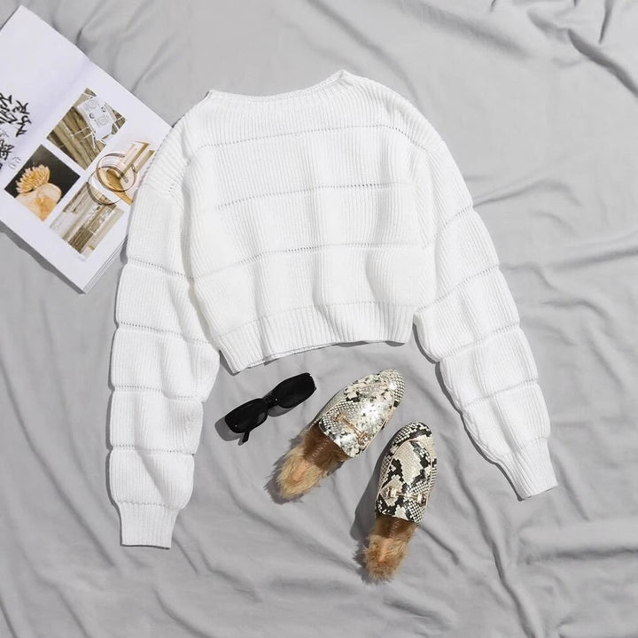 Pull court doux à la mode pour femmes avec design texturé Chic & Stil
