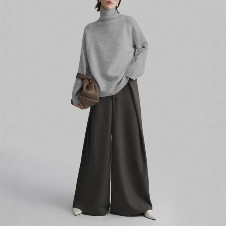 Women's oversized turtleneck sweater with fine texture Chic and Style