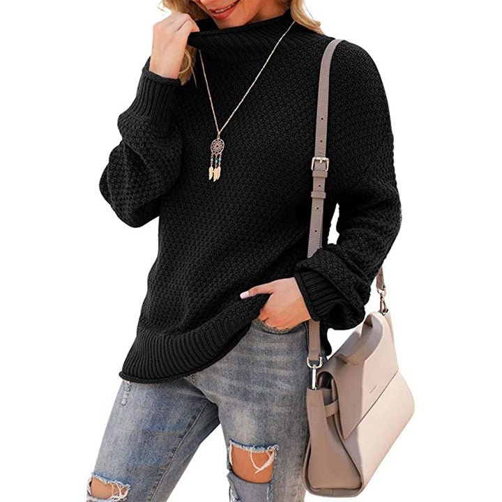 Chunky knit sweater for women with a high neck and casual fit Lune London