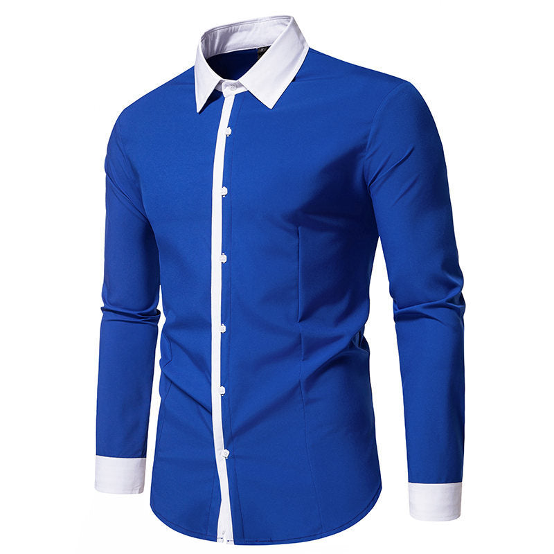 Men's long sleeve shirt with contrasting collar and trendy button placket Lune London