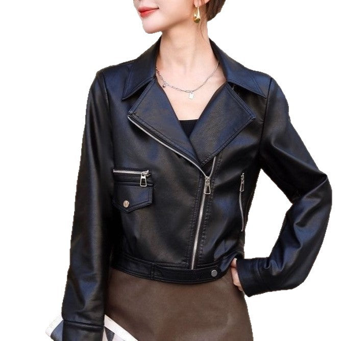 Veste de motard à la mode pour femmes avec fermeture éclair asymétrique et poches pratiques Chic & Stil