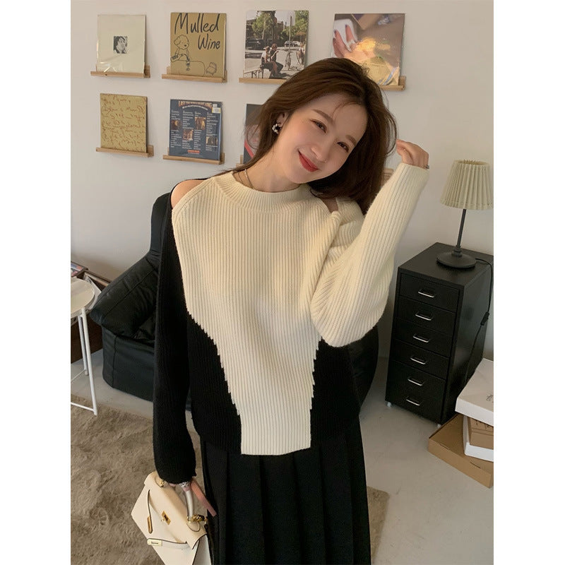 Women’s stylish long sleeve top with textured material and asymmetric design Chic & Stil