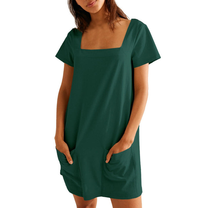 Casual dress for women with square neckline and practical pockets Lune London