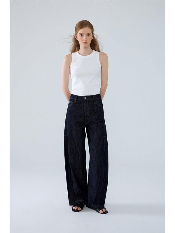Loose-fitting high-waisted denim pants for women with side pockets Lune London