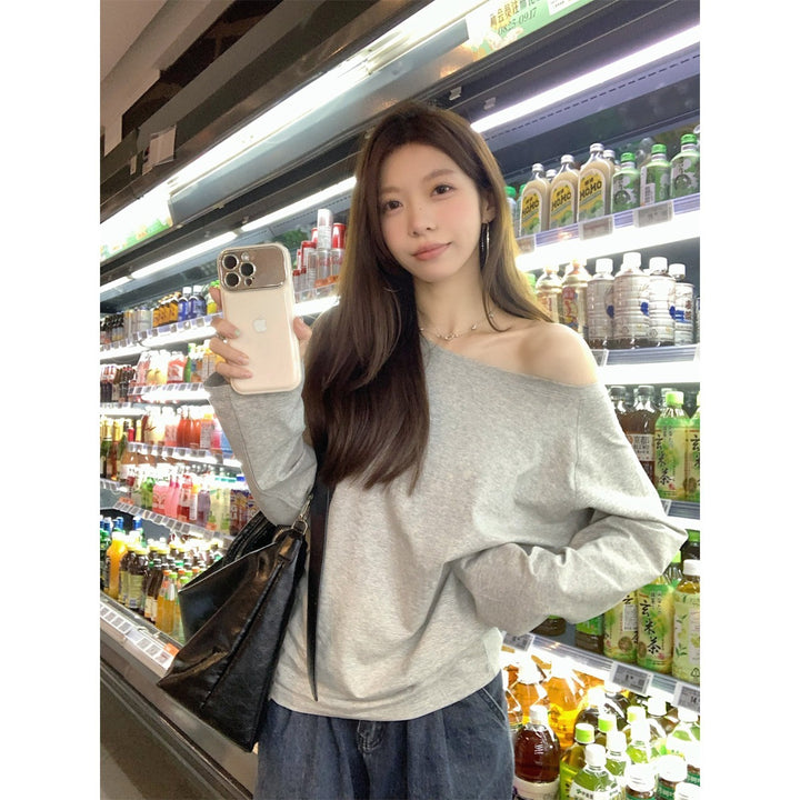 Women's Casual Off-Shoulder Long Sleeve Shirt Chic & Stil