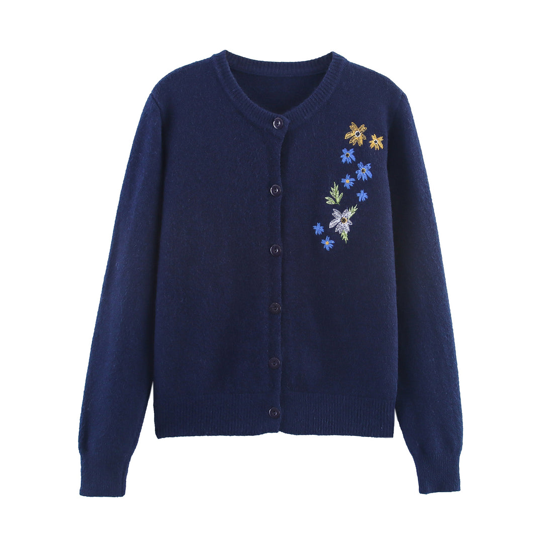 Knitted jacket for women with floral embroidery Lune London